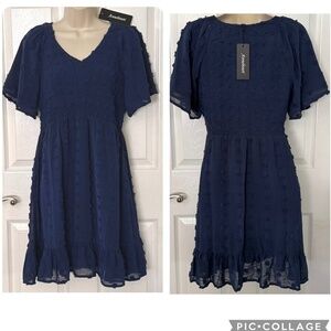 Annabouti Dress Smocked Top Swiss Dot Baby Doll Style Party Cocktail NWT